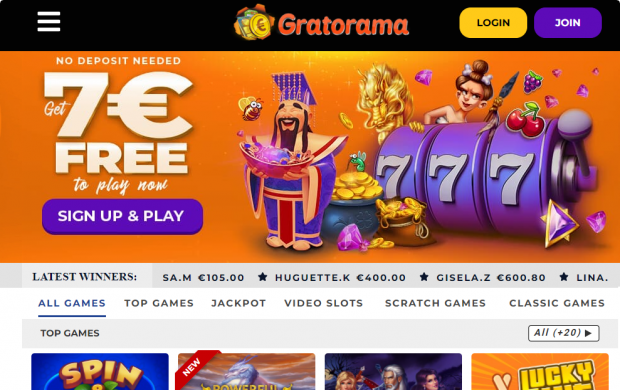 Gratorama - Бонус без депозита